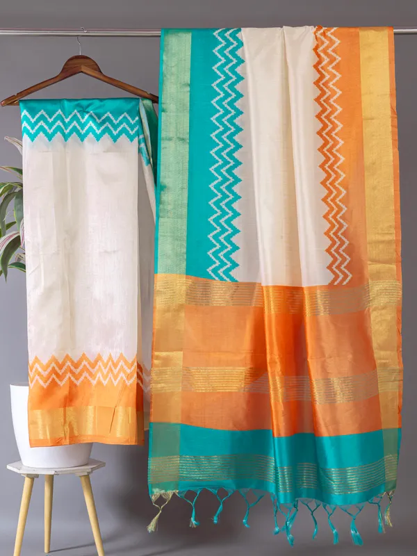 Soft_Tussar_Silk_sarees_with_Beautiful_Digital_Print_With_Attractive_Checks_Design_Saree_And_Digital_Print_Blouse_With_Tassels