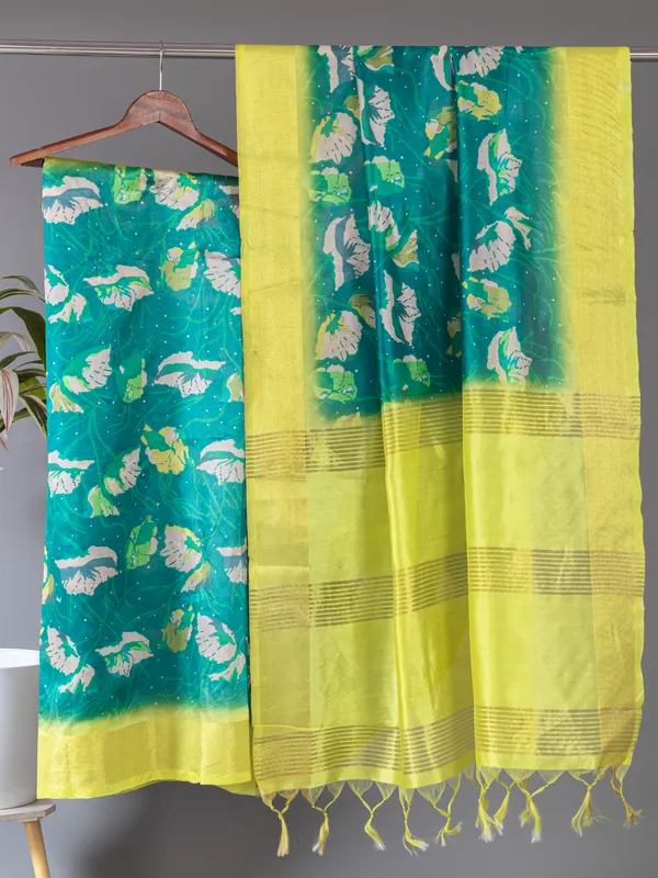 Soft_Tussar_Silk_sarees_with_Beautiful_Digital_Print_With_Attractive_Checks_Design_Saree_And_Digital_Print_Blouse_With_Tassels