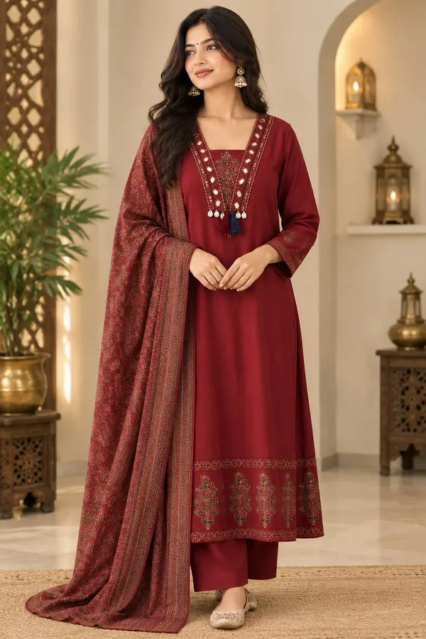 Beautiful_Original_Mirror_A-Line_Kurti_With_Pant_And_printed_Dupatta_Set