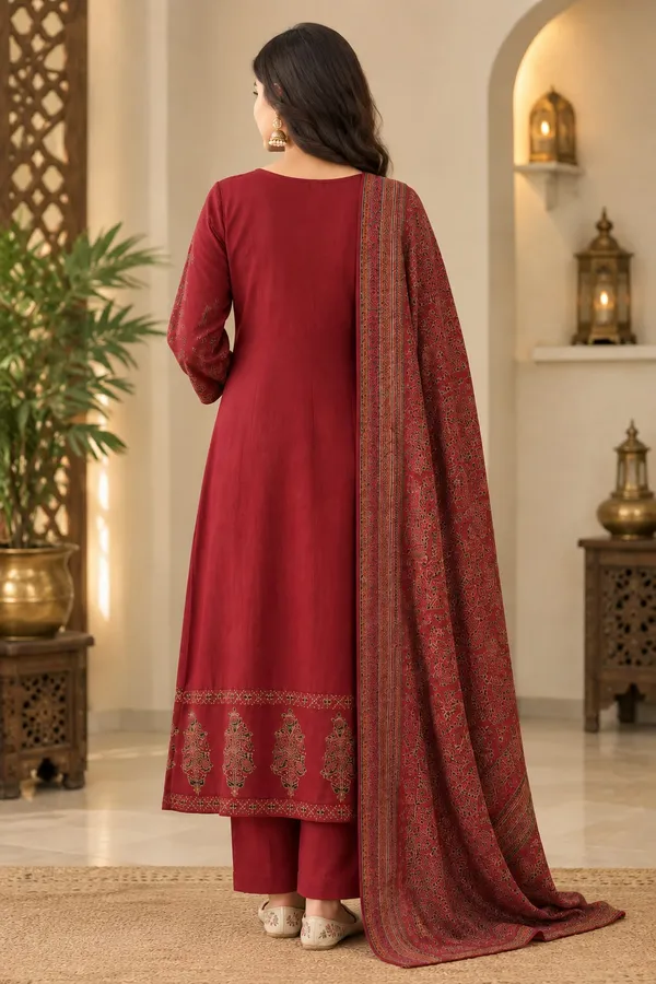 Beautiful_Original_Mirror_A-Line_Kurti_With_Pant_And_printed_Dupatta_Set