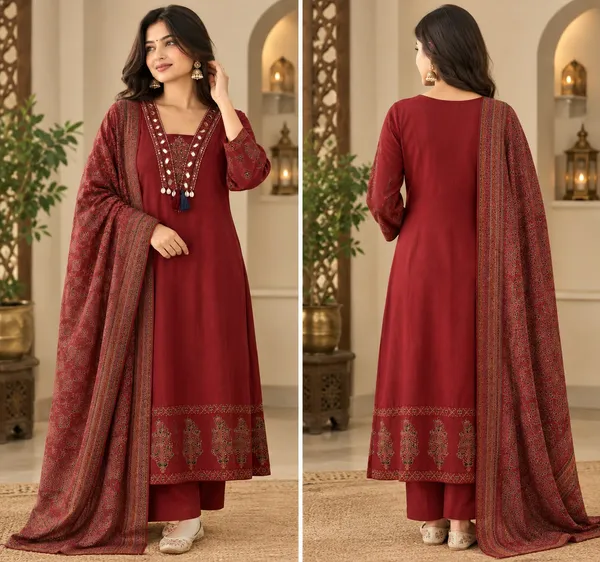 Beautiful_Original_Mirror_A-Line_Kurti_With_Pant_And_printed_Dupatta_Set