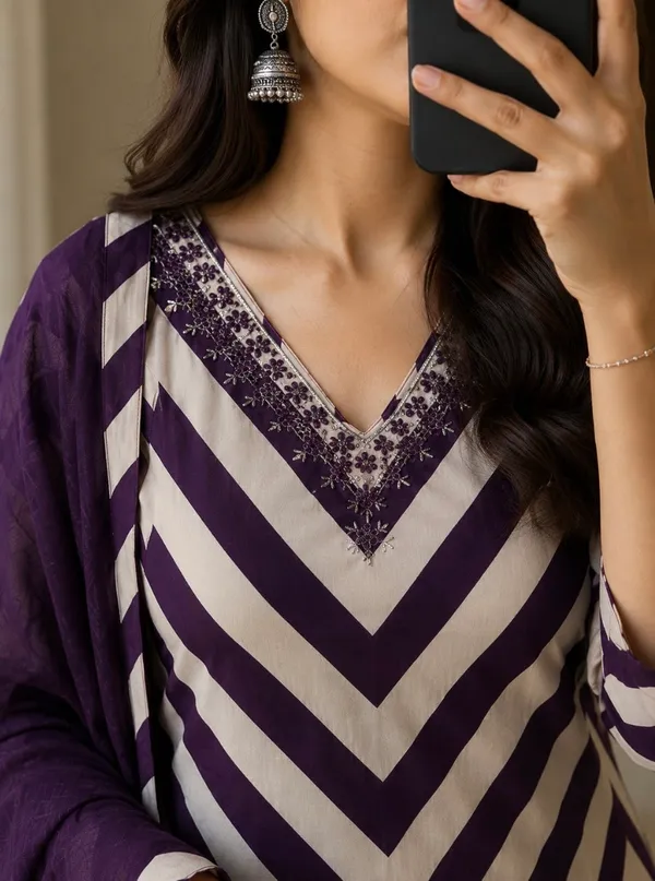 Beautifull_Zik_Zak_Proceen_Print_Kurti_With_pant_And_Dupatta_Set
