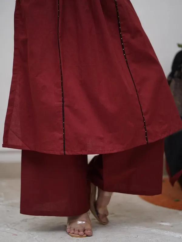 Maroon_Ajrakh_Patch_A-Line_Kurta_Set