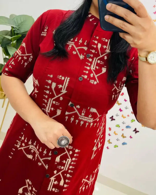 Marron_Cotton_Co-Ord_Set_With_Front_Button_Detailing_For_Woman