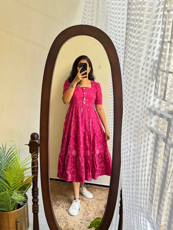 Premium_Cotton_Flair_Cut_One_Piece_Aline_Dress_Beautiful_Print❤️🔥
