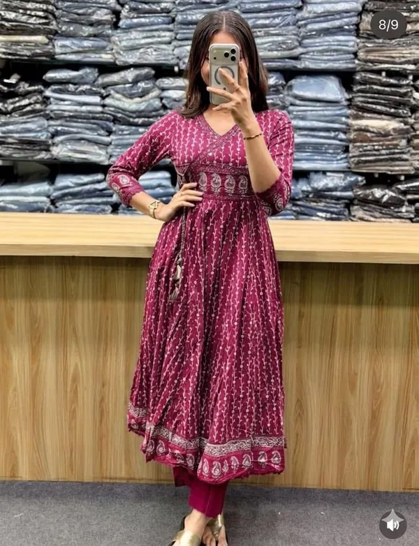 Stylish_Anarkali_Kurti_With_Pant_And_Dupatta_Set