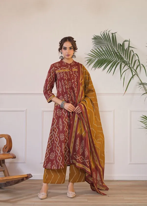 Stylish_Pintex_Kurti_With_Pant_And_Dupatta_Set