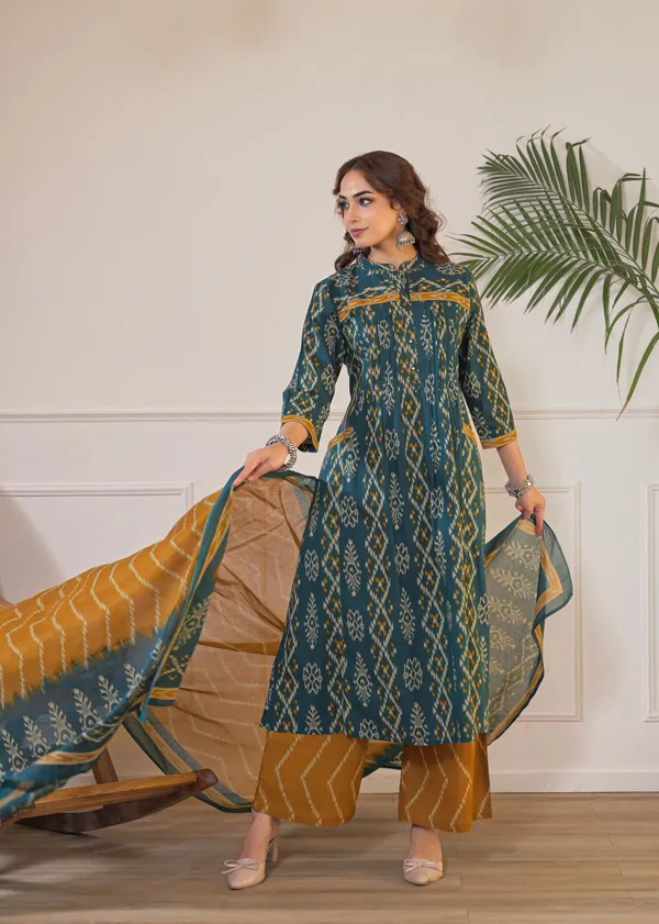 Stylish_Pintex_Kurti_With_Pant_And_Dupatta_Set