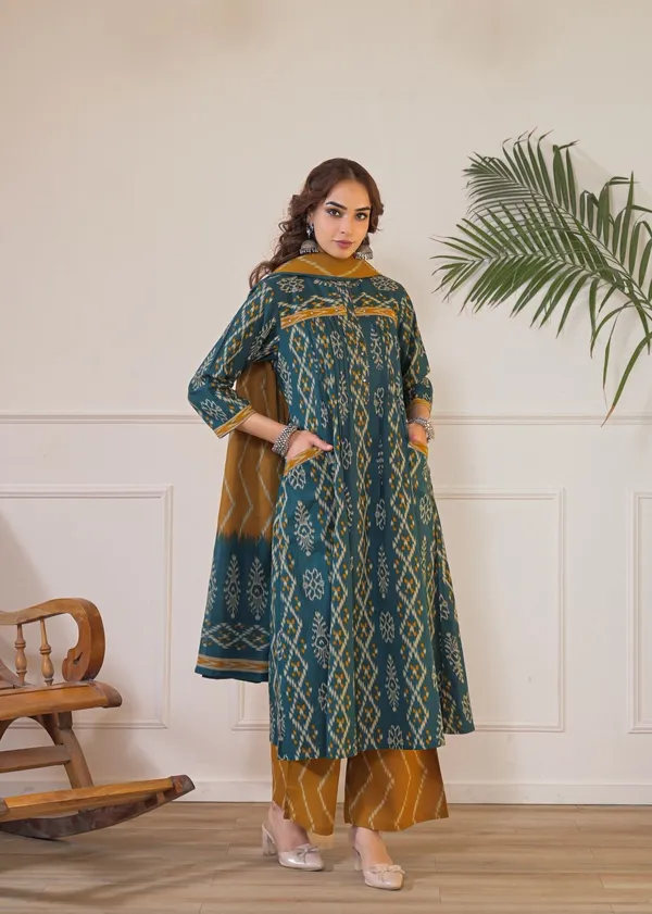 Stylish_Pintex_Kurti_With_Pant_And_Dupatta_Set