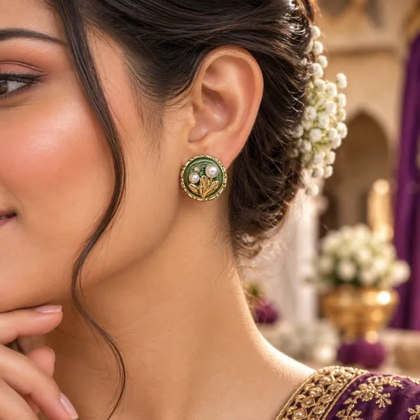 Green_White_Stainless_Steel_Earrings_For_Women