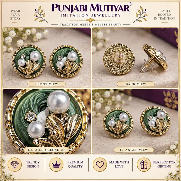 Green_White_Stainless_Steel_Earrings_For_Women