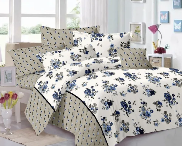 Blue_Super_Soft_Cotton_Double_Bedsheet_With_2_Pillow_Cover
