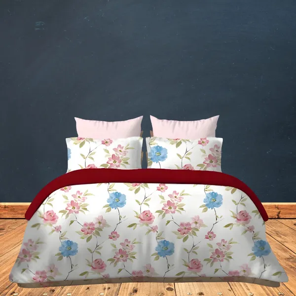 Maroon_White_Premium_Super_Fine_Cotton_Floral_Design_Bedsheet