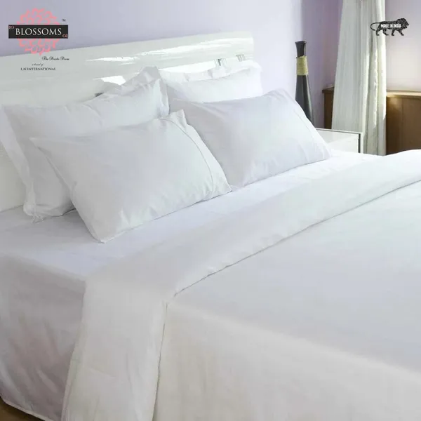 White_King_Size_Plain_Bedsheet_300_Tc_With_2_Pillow_Covers