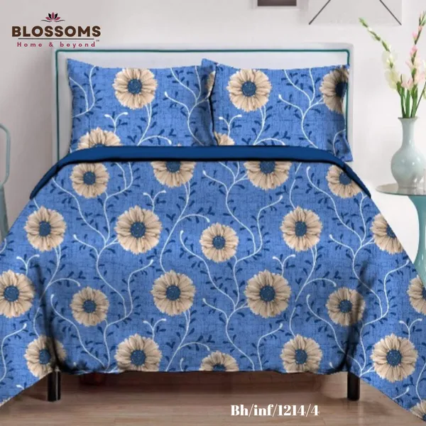 Blue_Printed_Queen_Size_Double_Bed_Bedsheet_With_Pillows