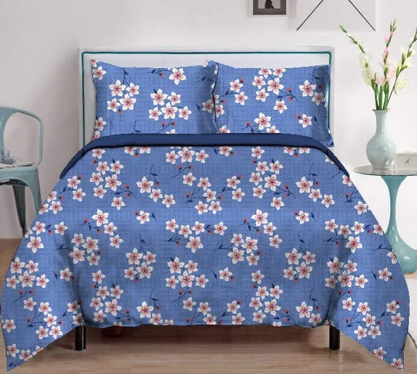 Blue_Cotton_Floral_Printed_Double_Bedsheet_With_2_Pillow_Covers