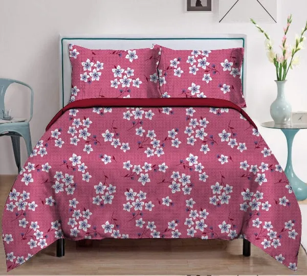 Pink_Cotton_Floral_Printed_Double_Bedsheet_With_2_Pillow_Covers