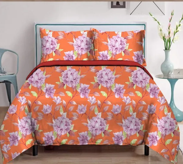 Orange_Pure_Cotton_Floral_Printed_Double_Bedsheet_With_2_Pillow_Covers