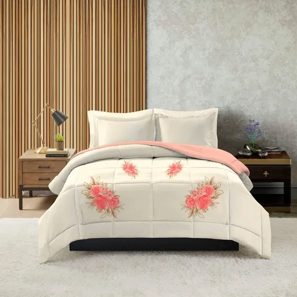 White_Microfiber_Floral_Print_Light_Weight_Double_Bed_Comforter_(220_Gsm)