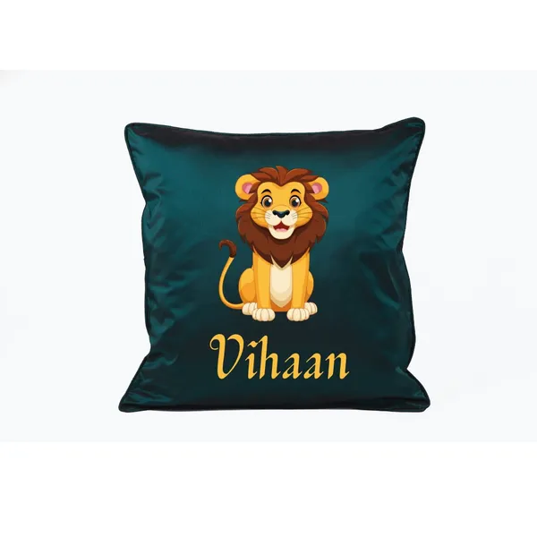 Dark_Green_Lion_Theme_Embroidered_Personalised_Cushion