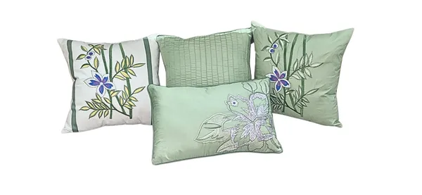 Green_&_White_Cotton_Embroidered_&_Quilted_Floral_Design_Cushion_Cover_(4_Pcs)