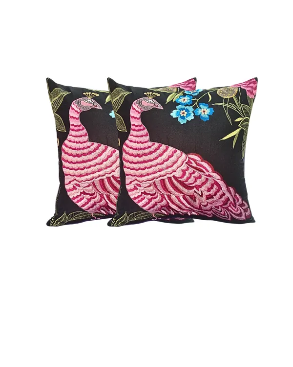 Multicolor_Embroided_Peacock_Cushion_Cover