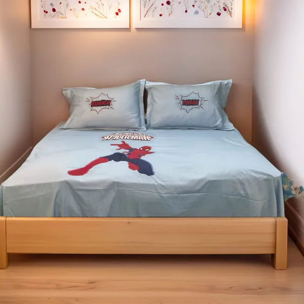 Sky_Blue_Superfine_Fabric_Spiderman_Embroided_Bedcover