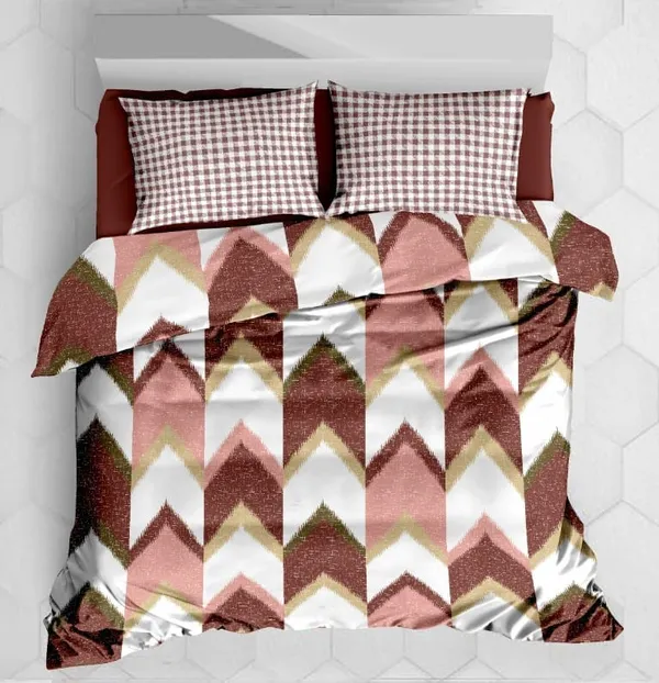 Peach_Cotton_Printed_Engineered_Pillow_Bedsheet_Set