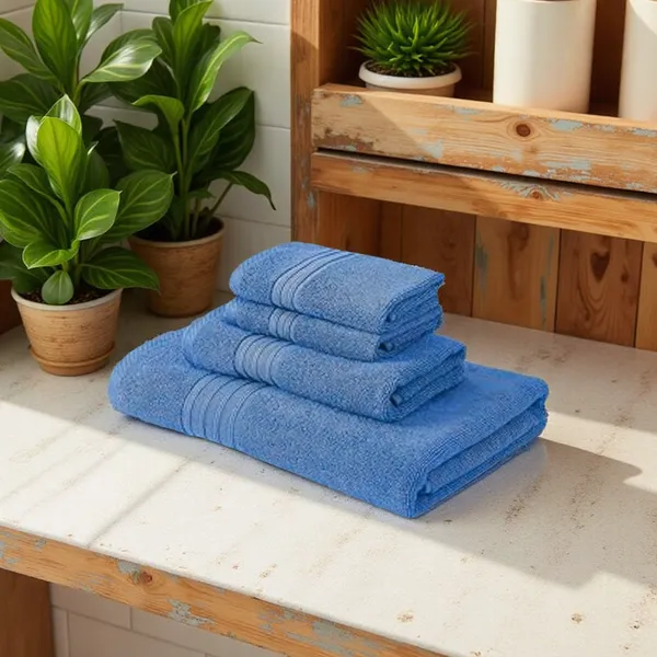 Blossoms_4_pc_Blue_colour_Towel_set_._|1_PC_Bath_Towel_|_1_PC_hand_Towel|_|_2_pc_Face_Towel|_|100%_pure_cotton|.