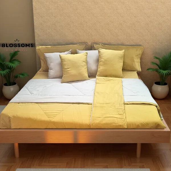 Blossoms_9_pc_beige_and_off_white_bedding_set_with_soft_and_durable_micro_cotton_fabric_._Includes_1_comforter(reversible)_,1_dohar_reversible,_1_bedsheet_,_2_pillows_and_4_cushion_covers_only_.