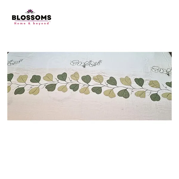 Blossoms_designer_offwhite_embroided_patchwork_bedsheet._Pure_cotton_fabric_with_king_size_|2_pillow_covers|.
