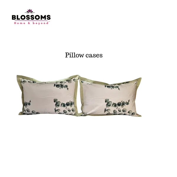 Blossoms_designer_offwhite_embroided_patchwork_bedsheet._Pure_cotton_fabric_with_king_size_|2_pillow_covers|.