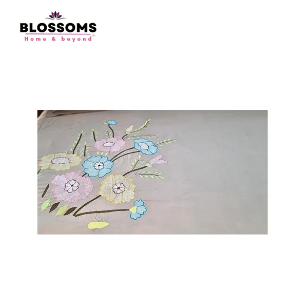 Blossoms_embroidered_beige_grey_double_bed_bedcover_with_floral_embroidery_on_side_with_embroidered_pillow_covers_._100_inch_size_with_pure_cotton_fabric.