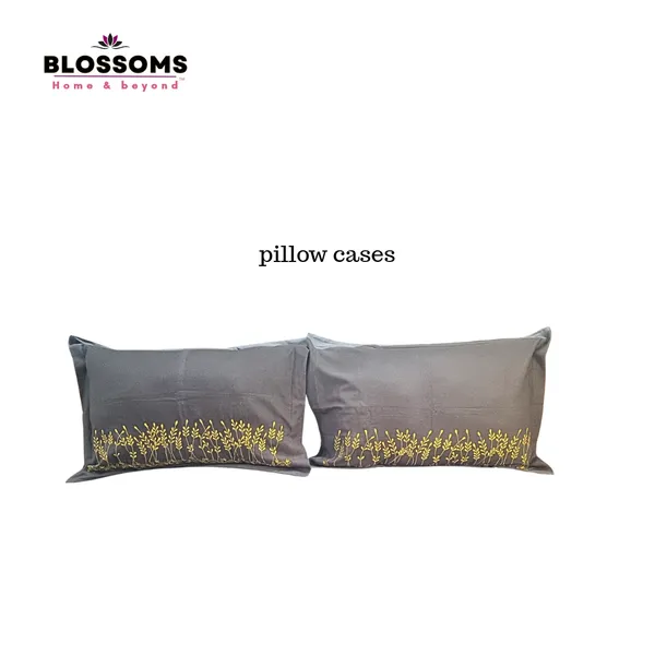 Blossoms_grey_colour_embroidered_bedsheet_and_pillow_cases._|_pure_cotton_|_|_big_size|_|_2_pillow_cases|.