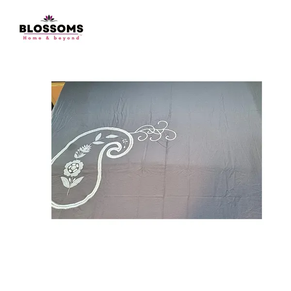 Blossoms_Grey_pure_cotton_paisley_embroided_bedsheet_with_embroided_2_pillow_case.