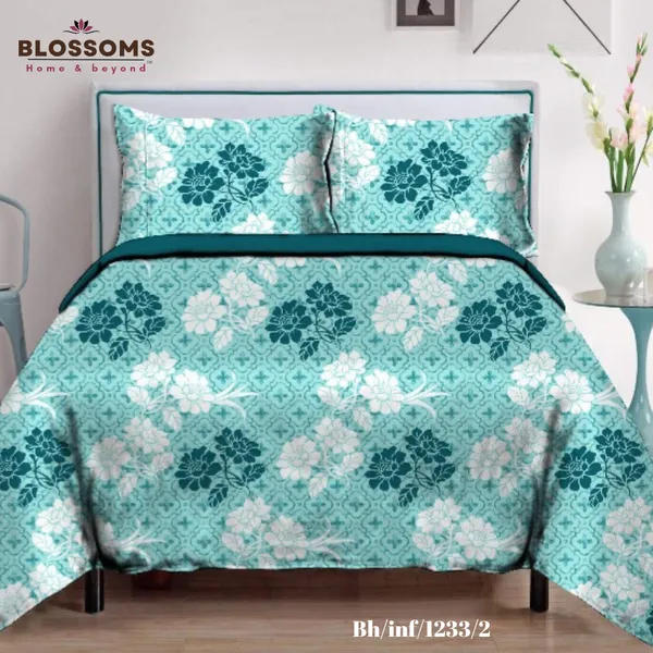 Blue_Floral_Printed_Queen_Size_Double_Bed_Bedsheet_With_2_Pillow_Covers
