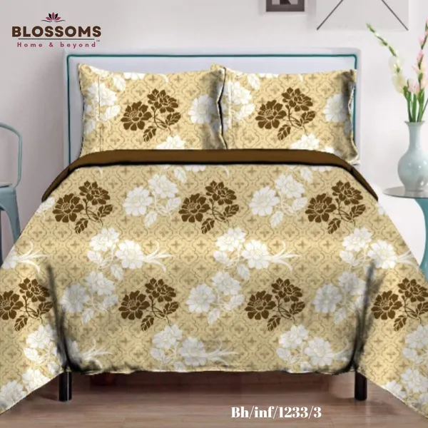 Yellow_Floral_Printed_Queen_Size_Double_Bed_Bedsheet_With_2_Pillow_Covers