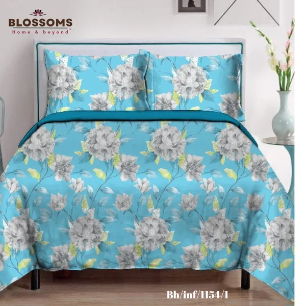 Blue_Floral_Printed_Queen_Size_Double_Bed_Bedsheet_With_2_Pillow_Covers