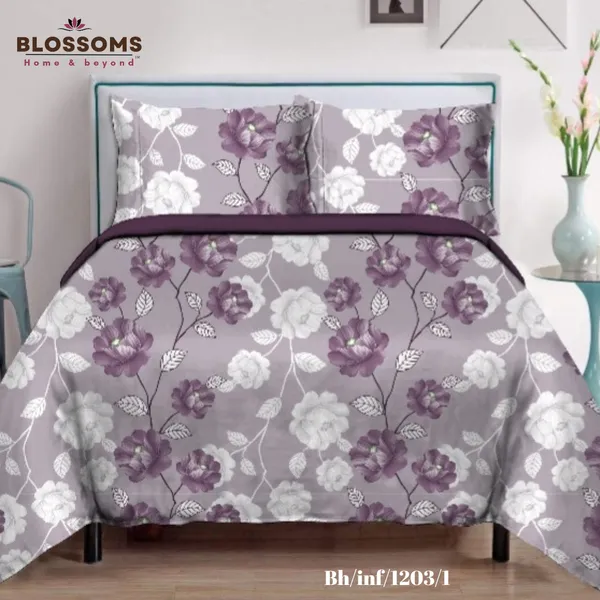 Purple_Floral_Printed_Queen_Size_Double_Bed_Bedsheet_With_2_Pillow_Covers