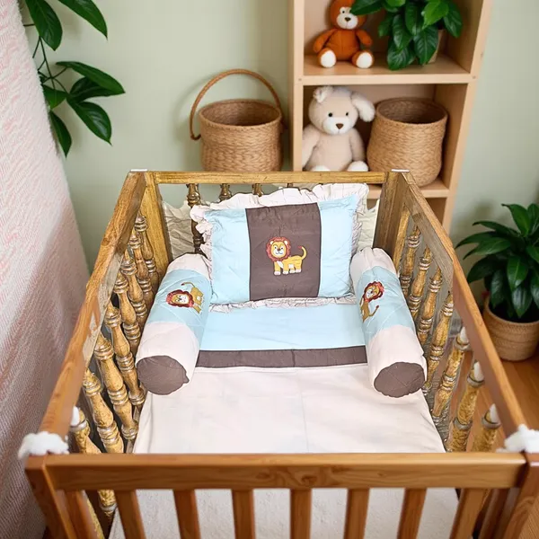 Blossoms_kids_bedding_set_with_1_bedsheet_(35"x50"),1_pillow_with_filler(12"x15")_,_2_bolsters_with_filler_(15"x15")_1_quilt_brown_colour(_35"x40")Ideal_for_upto_3_years)
