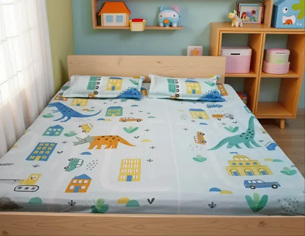 BLOSSOMS_kids_printed_jungle_theme_100%_pure_cotton_bedsheet_100x100_inch_with_2_pillows.