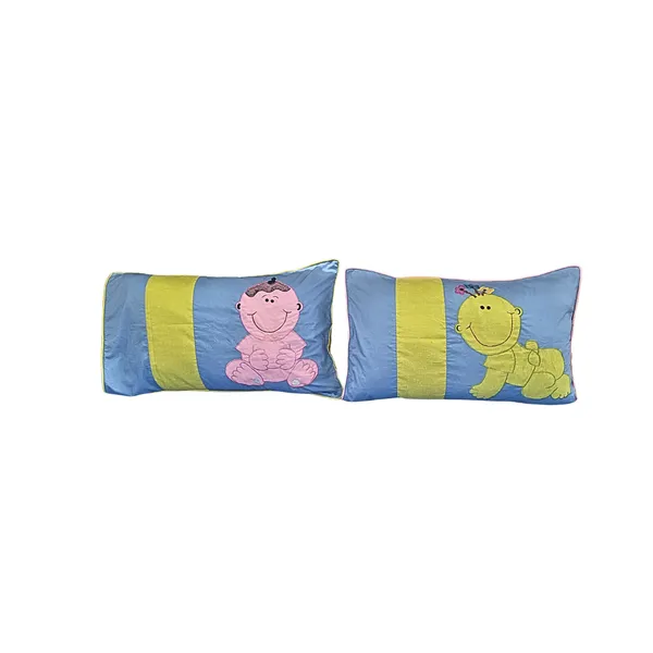Blossoms_kids_sky_blue_pure_cotton_double_bedsheet_with_cartoon_character_embroidered_patch_work_with_2_pillows_._Set_of_3