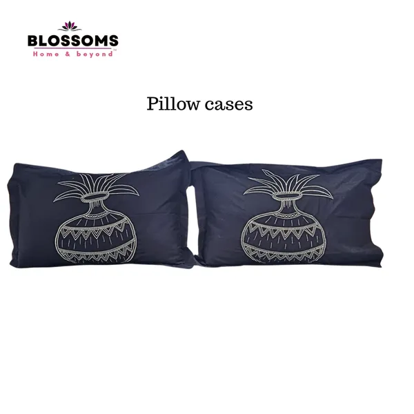 Blossoms_pure_cotton_embroided_patchwork_bedsheet_with_kalash_embroidery_with_2_embroided_pillow_covers.