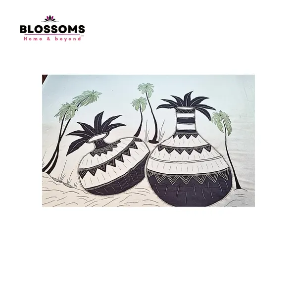 Blossoms_pure_cotton_embroided_patchwork_bedsheet_with_kalash_embroidery_with_2_embroided_pillow_covers.