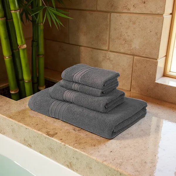 Blossoms_4_pc_grey_colour_Towel_set_._|1_PC_Bath_Towel_|_1_PC_hand_Towel|_|_2_pcs_Face_Towel|_|100%_pure_cotton|.