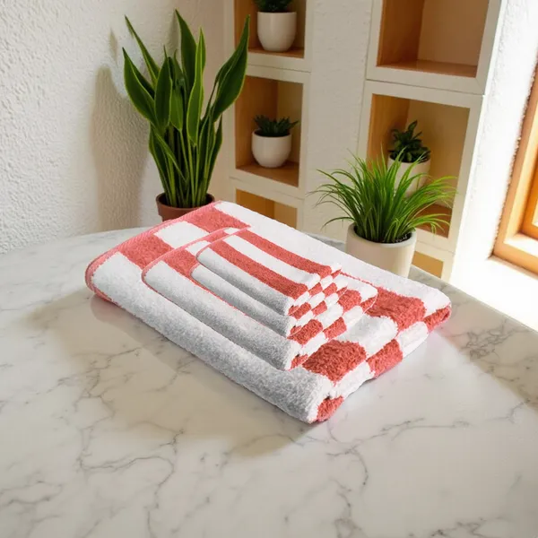 Blossoms_4_pc_reddish_peach_&_white_colour_Towel_set_._|1_PC_Bath_Towel_|_1_PC_hand_Towel|_|_2_pcs_Face_Towel|_|100%_pure_cotton|.