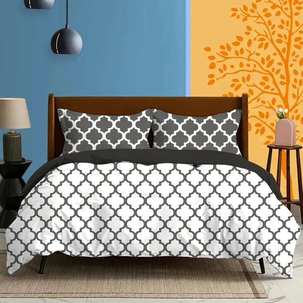 Black_&_Grey_Pure_Cotton_Satin_Double_Bed_Bedsheets_With_2_Pillow_Cover