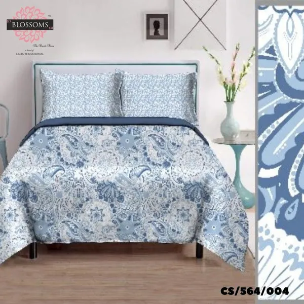 Sky_Blue_Cotton_Satin_Double_Bed_Bedsheets