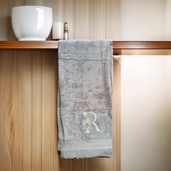 Grey_Name_Initial_Super_Soft_Customised_Towels