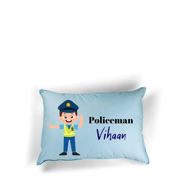 Dull_Blue_"Police_Kids"_Theme_Embroidered_Personalised_Cushion
